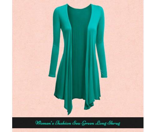 Womens Fashion Sea-Green Long Shrugs